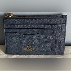 Coach NWOT large card holder, in classic denim blue shade